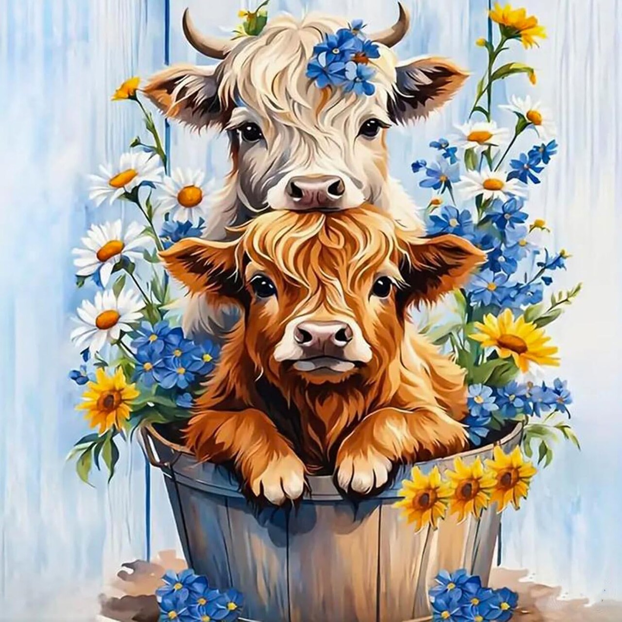 Diamond Art Kits for Adults Highland Cow (HMDPUS-25406) 13.78 x 13.78 x 0.1 inches